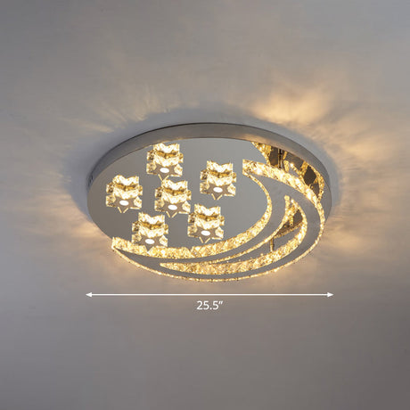 Modern Crystal Stainless Steel Semi Flush Mount Ceiling Light For Bedroom Clear / 25.5