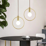 Minimalist Brass Finish Single Bulb Ring Pendulum Light Fixture