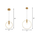 Minimalist Brass Finish Single Bulb Ring Pendulum Light Fixture