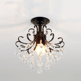 Vintage Swirl Metal Semi-Flush Ceiling Lighting With Crystal Orbs (3 Bulbs) Black