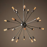 Black Metal Burst Pendant Ceiling Light - Loft Style Chandelier For Living Room 20 /