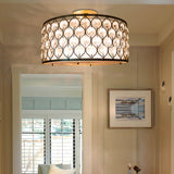 Rustic Bronze Metal And Crystal Semi Flush Mount Light Fixture With 3 Lights