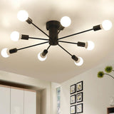 Loft-Style Black Metal Flush Mount Light For Living Room 8 /
