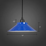 Metal Conical Ceiling Lamp With Rolled Edge - Stylish Hanging Light Blue / 12
