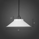 Metal Conical Ceiling Lamp With Rolled Edge - Stylish Hanging Light White / 12