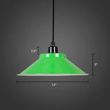 Metal Conical Ceiling Lamp With Rolled Edge - Stylish Hanging Light Green / 12
