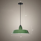 Barn Shaped Pendant Lamp: Green Finish Loft Style Metal 1 Bulb Dining Room Suspension Light / 14