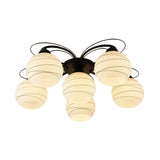 Traditional White Glass Flush Mount Ceiling Light - 3/6/9 Orb Lights For Living Room