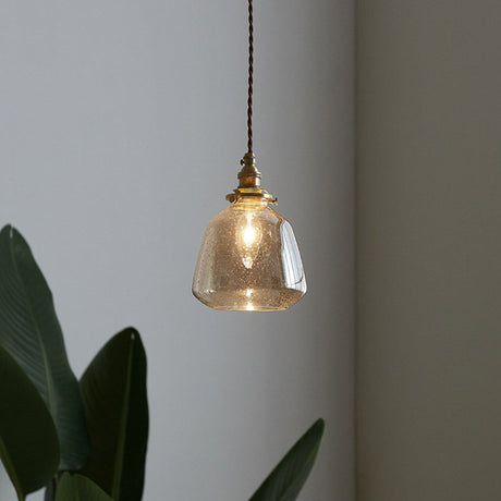 Vintage Glass Pendant Lamp With Single-Bulb: Restaurant Lighting