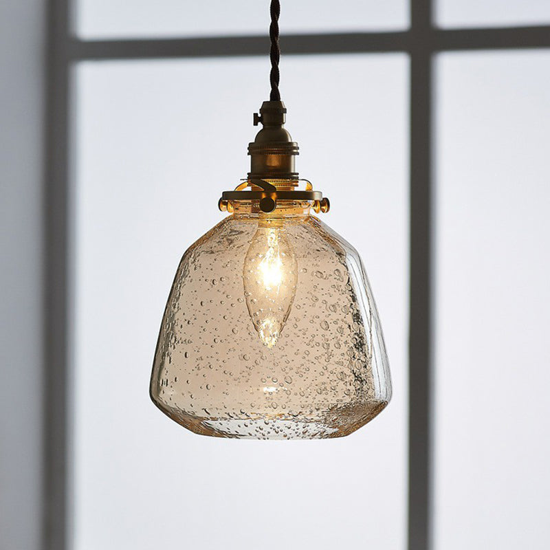 Vintage Glass Pendant Lamp With Single-Bulb: Restaurant Lighting