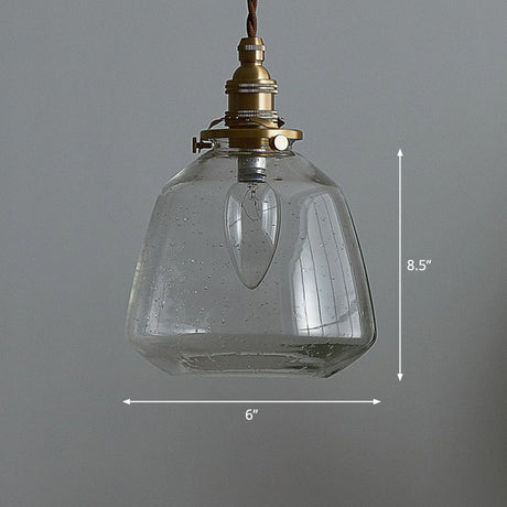 Vintage Glass Pendant Lamp With Single-Bulb: Restaurant Lighting Clear