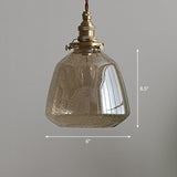 Vintage Glass Pendant Lamp With Single-Bulb: Restaurant Lighting Cognac