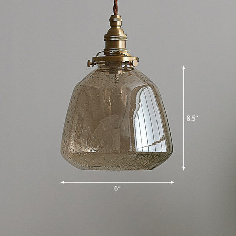 Vintage Glass Pendant Lamp With Single-Bulb: Restaurant Lighting Cognac