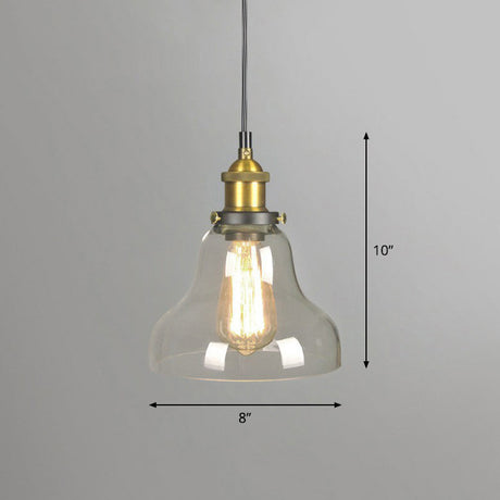 Retro Style Clear Glass Pendant Light With Hanging Pot Lid Design