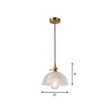 Vintage Style Brass Pendant Hanging Lamp With Glass Shade - Single-Bulb Dining Room Lighting / H