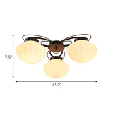 Black Classic Semi Flush Light With White Glass Bowl For Corridor - 3/4/6 Lights Ceiling Lighting