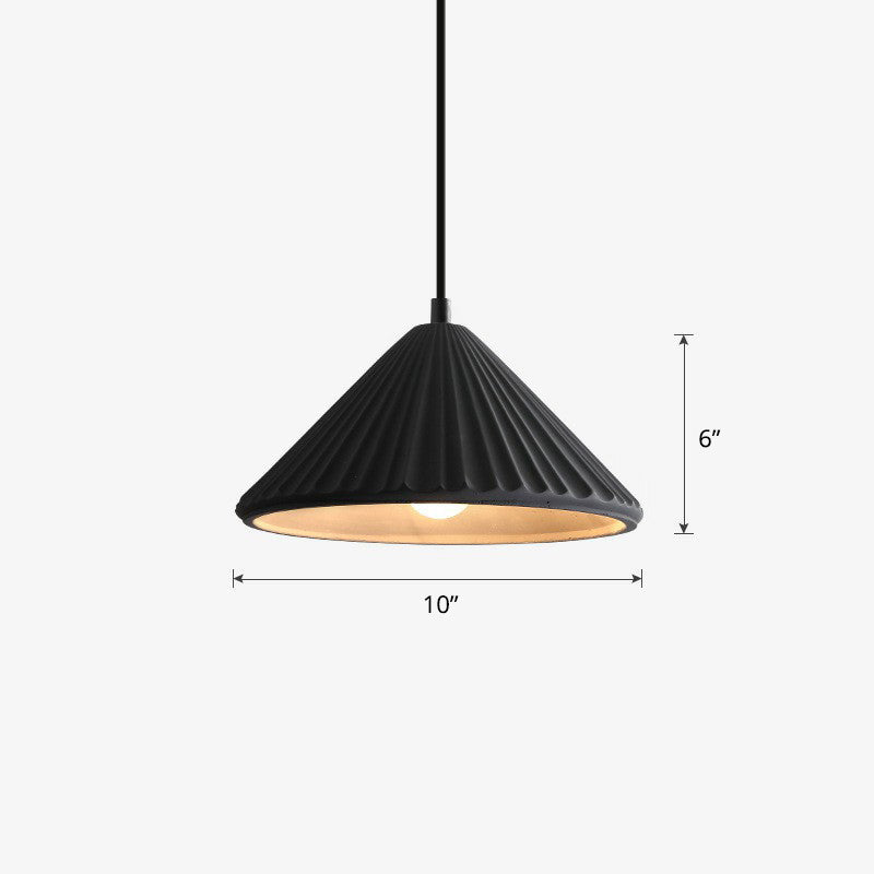 Macaron Single Pendant Ceiling Light For Living Room - Cement Conical Suspension Fixture Black