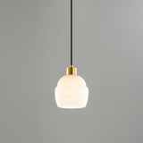 White Small Pendant Lighting: Modern Minimalist 1-Light Marble Hanging Light For Bedroom / B