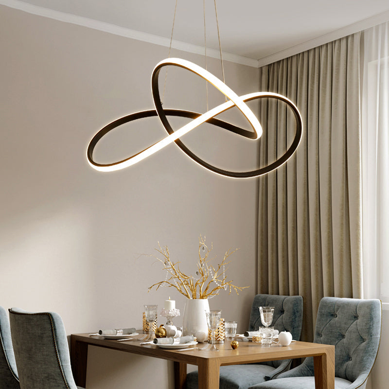 Black Curve Led Chandelier Light With Minimalistic Design And Acrylic Shade