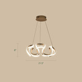 Gold-Plated Led Pendant Lamp With Curved Design For Dining Room Chandelier Gold / Third Gear