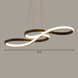 Black Acrylic Art Deco Led Chandelier: Musical Notes & Dining Room Lighting / 29.5 White