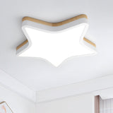 Kids Star Led Ceiling Lamp In Yellow-White - Acrylic Flush Mount Fixture For Bedrooms
