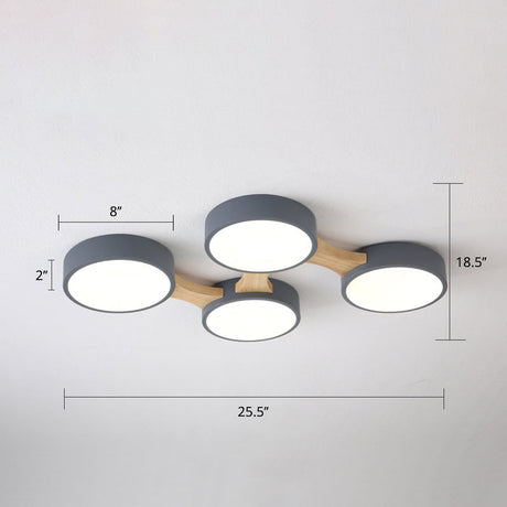 Macaron Round Flush Led Ceiling Mount Light - Creative Acrylic Lamp For Living Room 4 / Grey