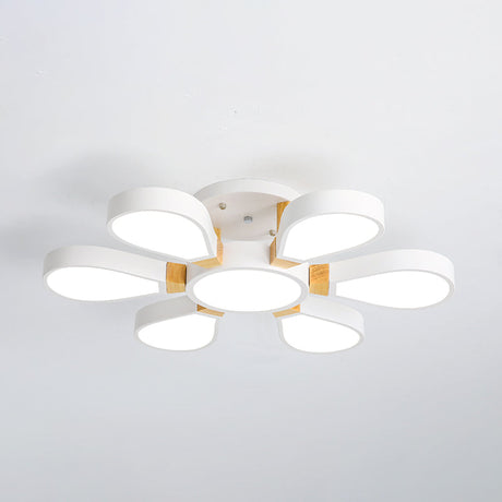 Nordic Style Led Ceiling Lamp - Petal Acrylic Shade Semi Flush Mount 6 / White Third Gear