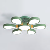 Nordic Style Led Ceiling Lamp - Petal Acrylic Shade Semi Flush Mount 6 / Green Third Gear