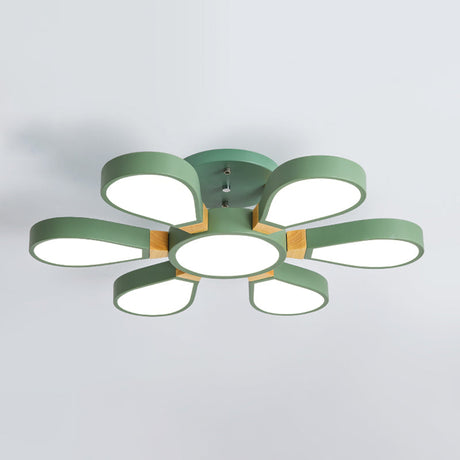 Nordic Style Led Ceiling Lamp - Petal Acrylic Shade Semi Flush Mount 6 / Green Third Gear