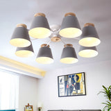 Tapered Metal Bedroom Semi Flush Chandelier - Elegant Macaron Inspired Ceiling Light Fixture 3 /