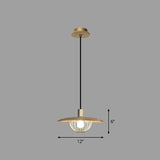 Contemporary Disc Pendant Light With Wooden Finish And Cage Bottom - 1-Light Ceiling Lighting 1 /