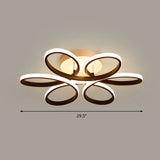 Modern Led Black Floral Metal Flush Light For Bedroom Ceiling / 29.5 Natural