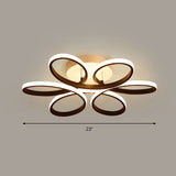 Modern Led Black Floral Metal Flush Light For Bedroom Ceiling / 23 Remote Control Stepless Dimming