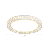 Contemporary Led White Flush Mount Lamp For Bedroom - 15/19/23 Wide Ring Acrylic Lighting Fixture