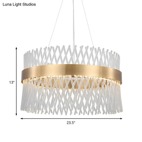 23.5’ Crystal Mesh Chandelier With Led Lights - Elegant Brass Pendant Light For Dining Room
