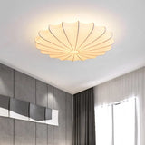 23.5 Scalloped Flush Mount Contemporary Fabric Ceiling Light - 1/3 White