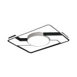Modern Led Flush Mount Lamp: Wide Black - White Acrylic Square Light Fixture (18’/22’/31.5’)