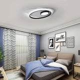 Modernist Led Acrylic Oval Flush Mount Light - Black/White Ceiling Lamp Fixture 18/21.5/27 Wide