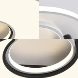 Modern Metal Round Flush Mount Light With Led And Recessed Diffuser In Black/White White/Warm (19/22