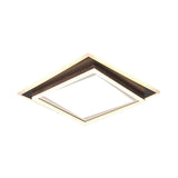 Modern Metal Led Flush Mount Ceiling Lamp With Recessed Diffuser - Square/Rectangular White/Warm