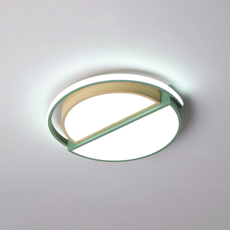Round Led Flush Ceiling Light - Nordic Acrylic Mount For Bedroom Green / 16.5 White