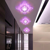 Contemporary Floral Crystal Led Flushmount Ceiling Light - Clear Perfect For Hallways