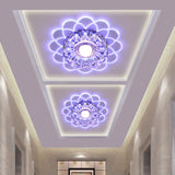 Clear Crystal Led Scalloped Flush Ceiling Light - Modernist Fixture For Hallways