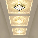Minimalist Black Led Flush Mount Light With Inlaid Crystal For Corridor Ceiling Lighting