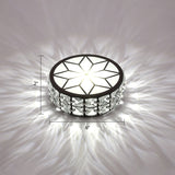 Minimalist Black Metal Round Led Ceiling Spotlight With Crystal Inserts - Flush Mount Lighting
