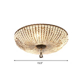 Modern Clear K9 Crystal Bowl Ceiling Lamp - 3 Lights Black Flush Mount For Bedroom Lighting