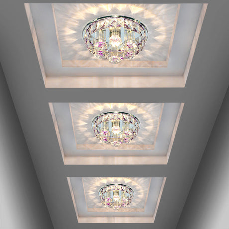 Minimalist Prismatic Optical Crystal Led Round Ceiling Flush Mount Light Fixture