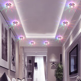 Floral Flush Mount Led Ceiling Lamp With Clear Crystal Accents - Minimalistic Stainless Steel Design