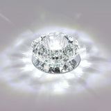Floral Flush Mount Led Ceiling Lamp With Clear Crystal Accents - Minimalistic Stainless Steel Design